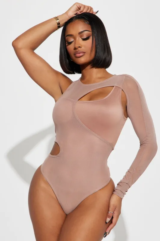 Sahara Mesh Bodysuit - Taupe sold by Fashion Nova