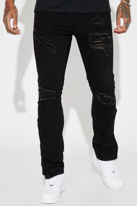 Pull Up Stacked Skinny Jeans - Black sold by Fashion Nova