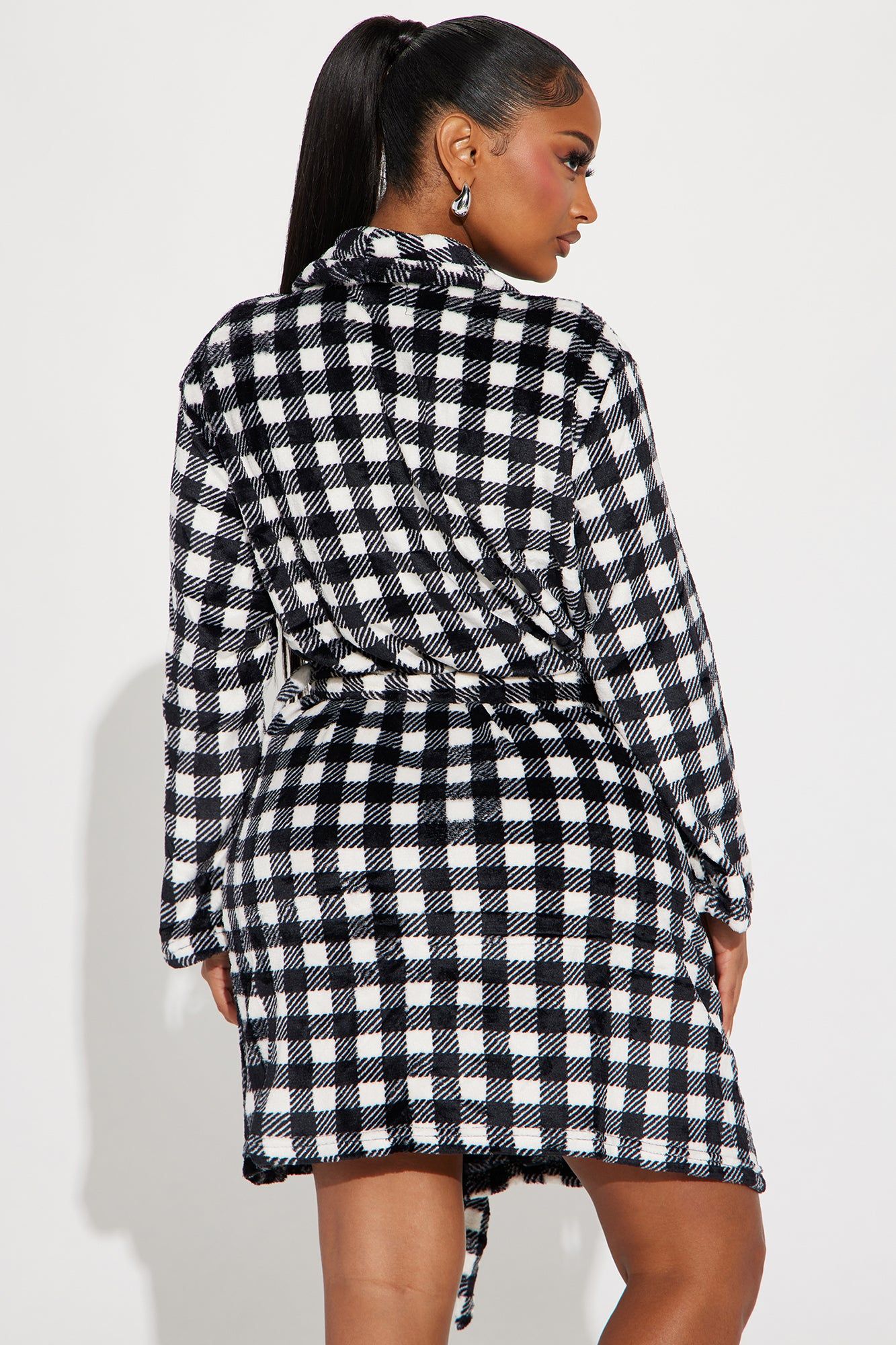 Cozied Up With You PJ Plush Robe - Black/combo sold by Fashion Nova product image thumbnail 3