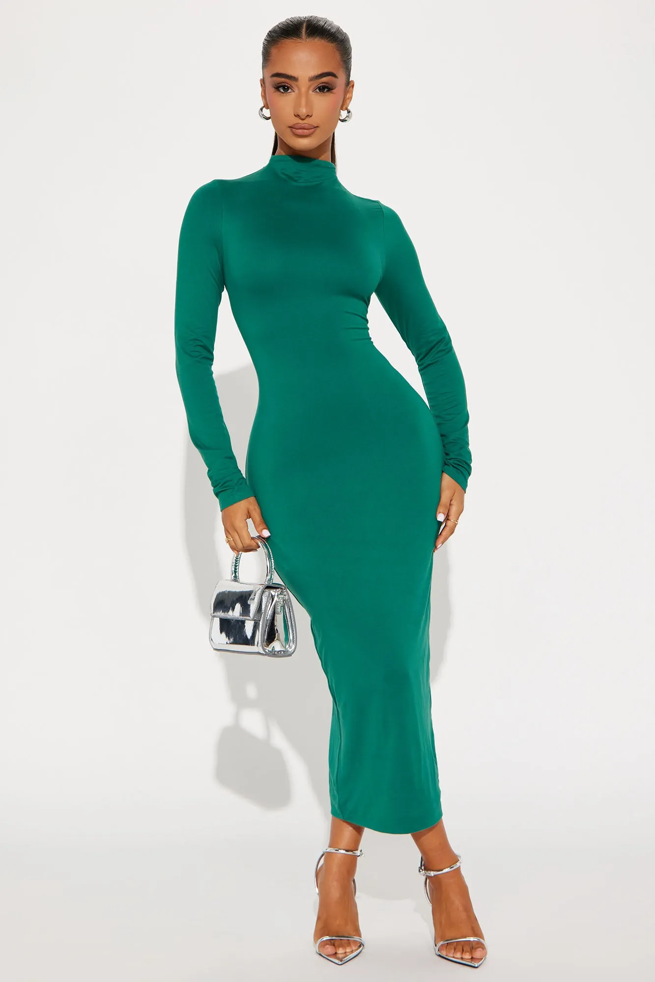 Efina Double Lined Midi Dress - Hunter sold by Fashion Nova