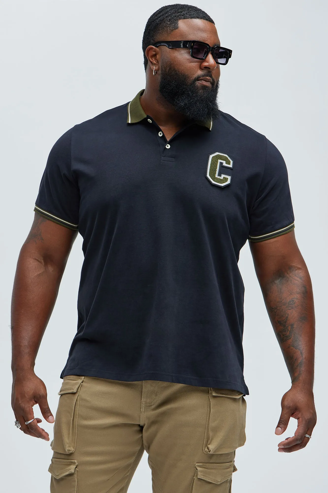 Big C Short Sleeve Polo - Black/combo sold by Fashion Nova product image thumbnail 5