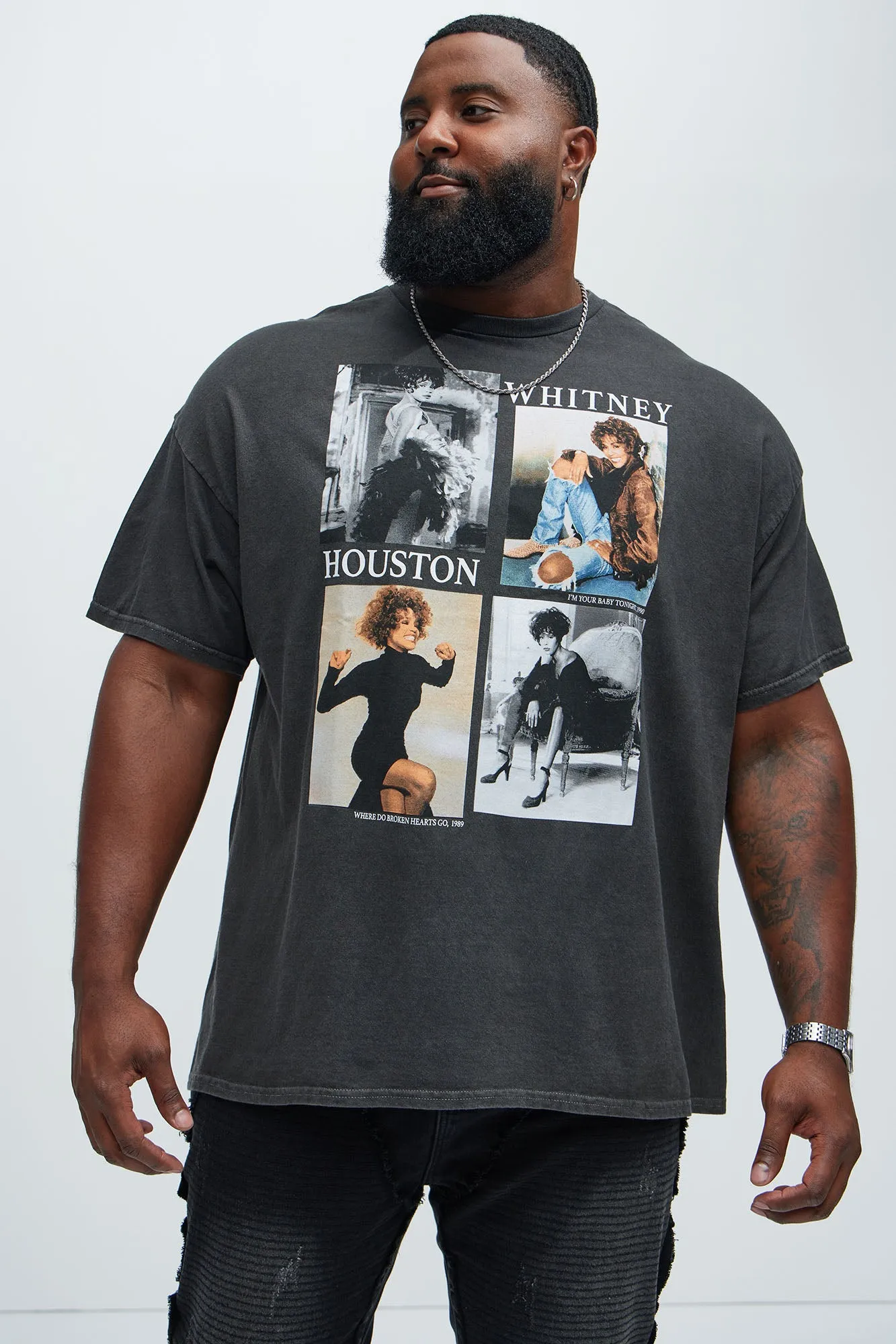 Whitney Houston Higher Love Short Sleeve Tee - Black sold by Fashion Nova product image thumbnail 4
