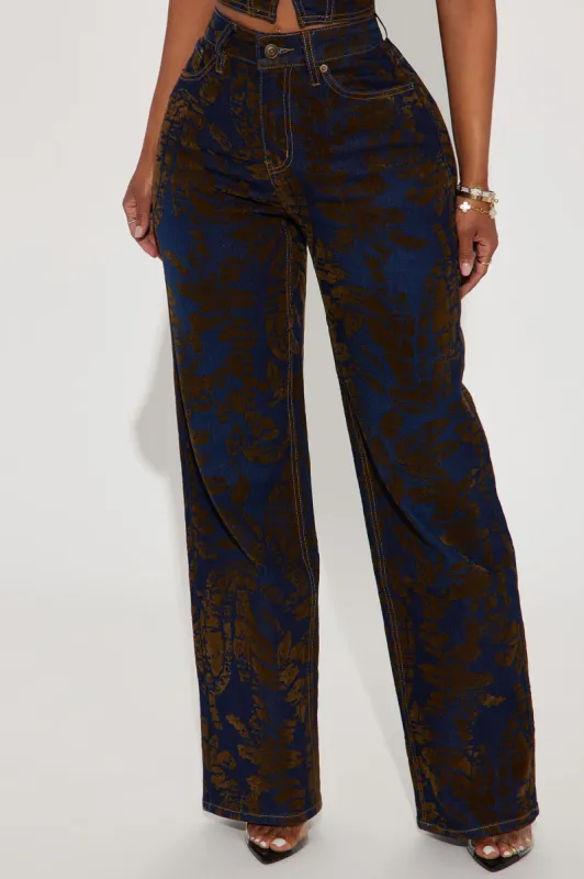 Keeping The Peace Velvet Stretch Straight Leg Jeans - Dark Wash sold by Fashion Nova