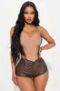 Aria Bandage Corset Top - Brown/combo sold by Fashion Nova
