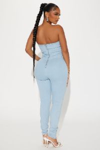 Get A Clue Denim Jumpsuit - Light Wash sold by Fashion Nova