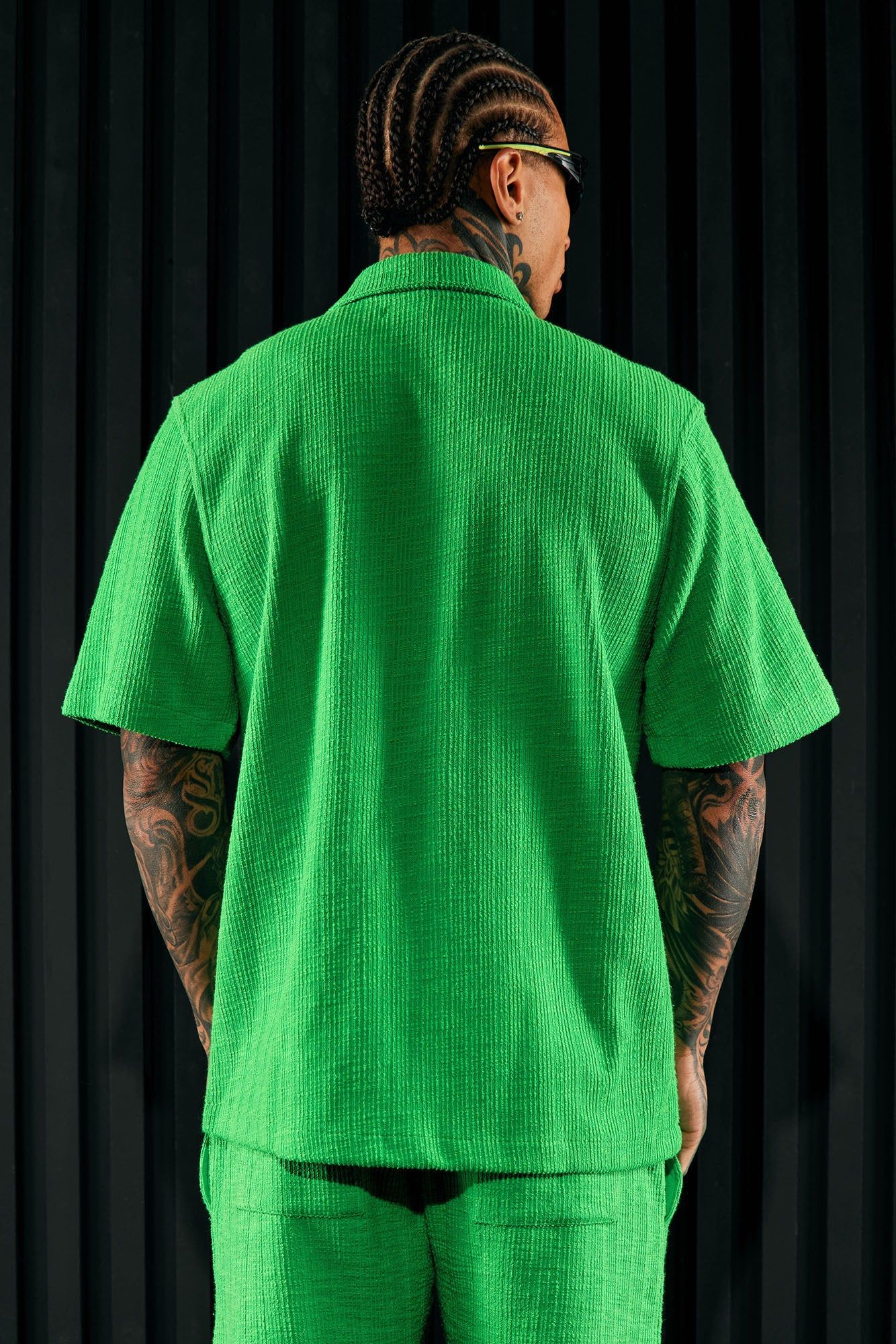 Dean Textured Short Sleeve Button Up Shirt - Green sold by Fashion Nova product image thumbnail 3