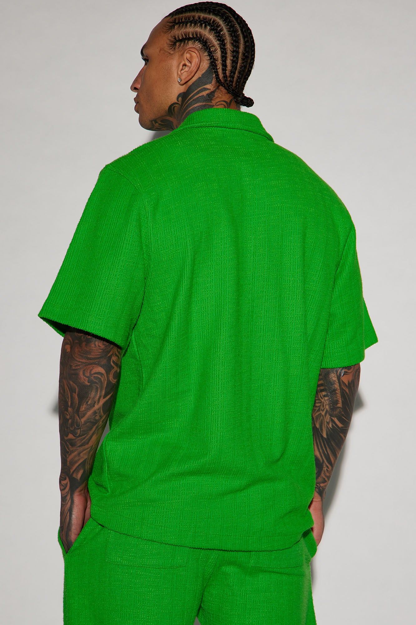 Dean Textured Short Sleeve Button Up Shirt - Green sold by Fashion Nova product image thumbnail 7
