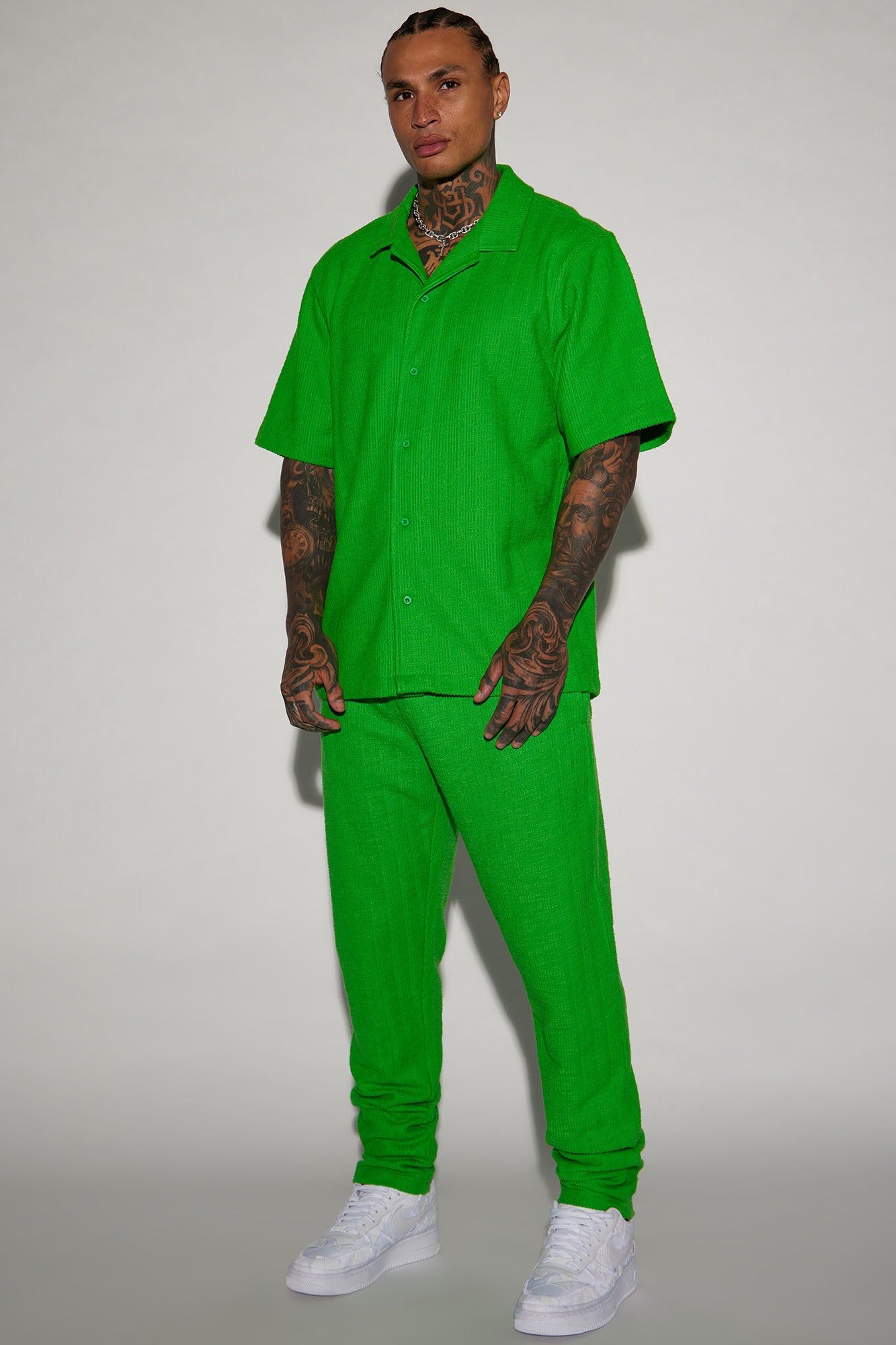Dean Textured Short Sleeve Button Up Shirt - Green sold by Fashion Nova product image thumbnail 5