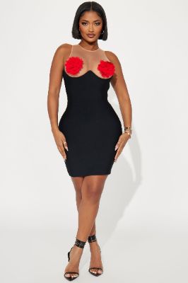 Sheer Rose Bandage Mini Dress - Black sold by Fashion Nova