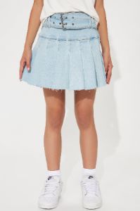 Mini Your Favorite Cheerleader Denim Skirt - Light Wash sold by Fashion Nova