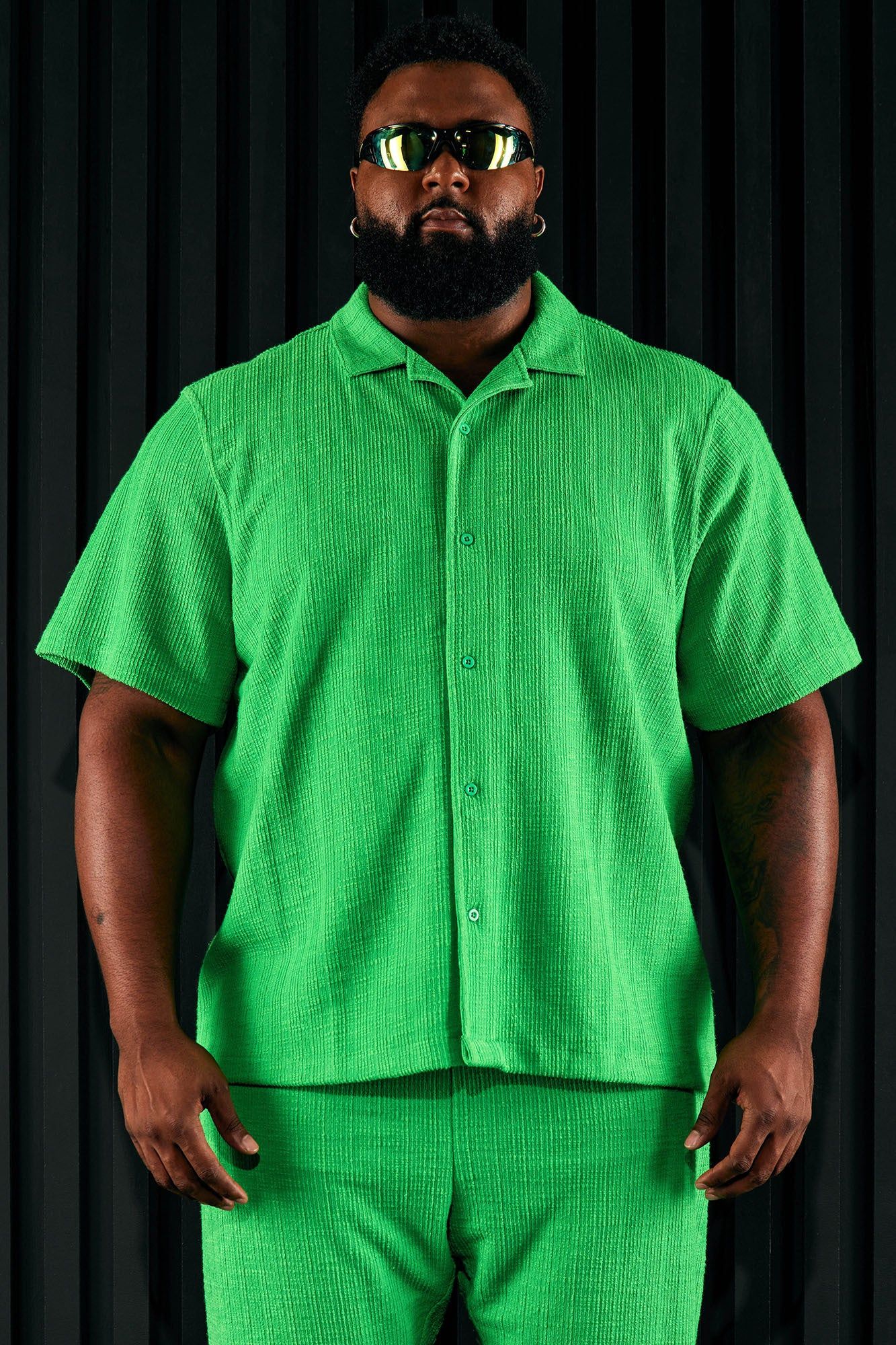 Dean Textured Short Sleeve Button Up Shirt - Green sold by Fashion Nova product image thumbnail 8