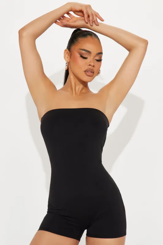 Deena Double Lined Romper - Black sold by Fashion Nova