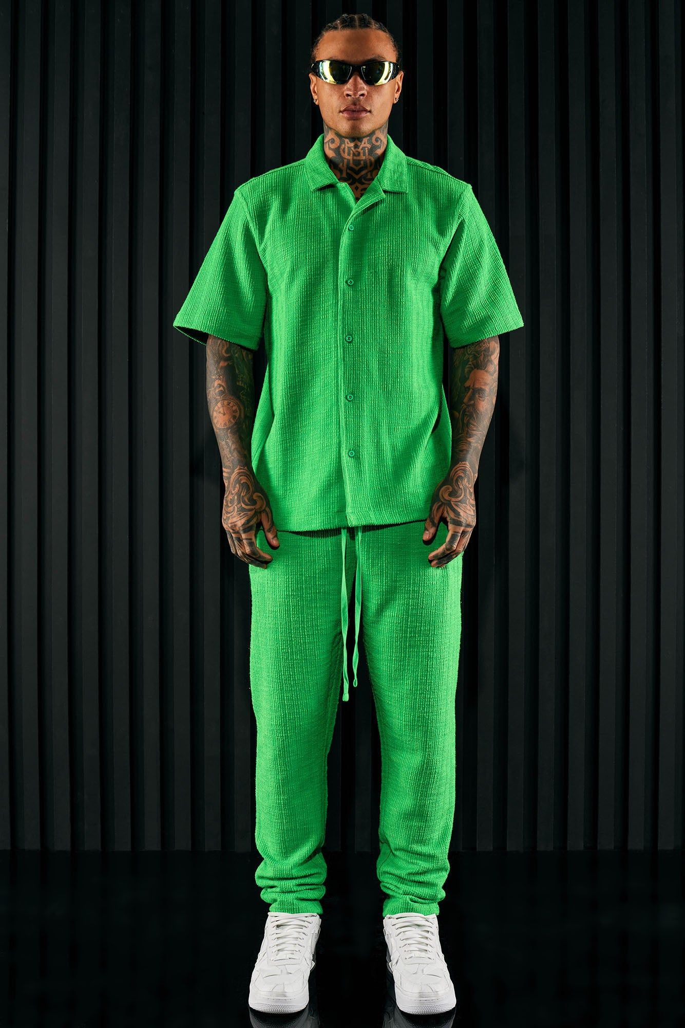 Dean Textured Short Sleeve Button Up Shirt - Green sold by Fashion Nova product image thumbnail 2