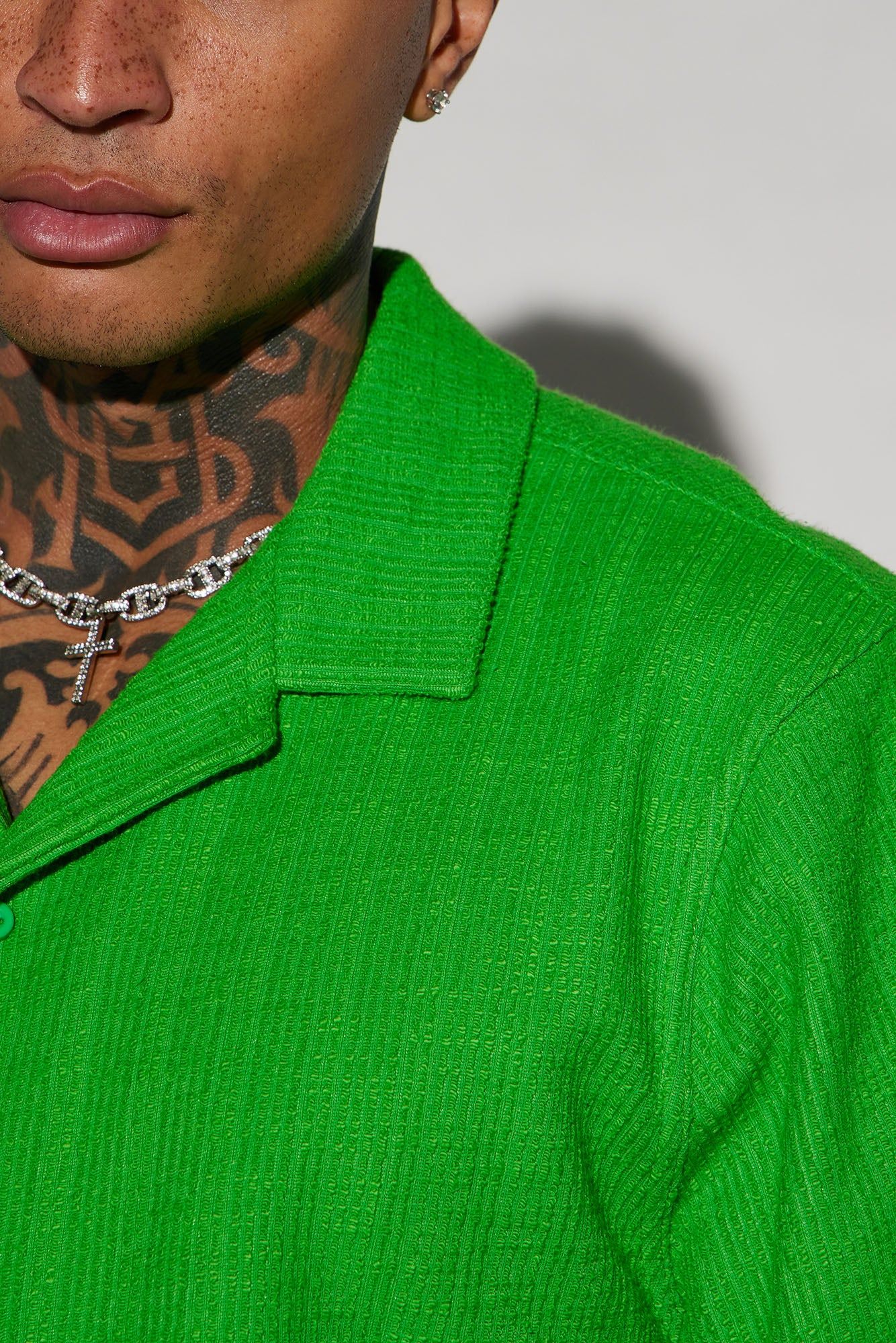 Dean Textured Short Sleeve Button Up Shirt - Green sold by Fashion Nova product image thumbnail 6