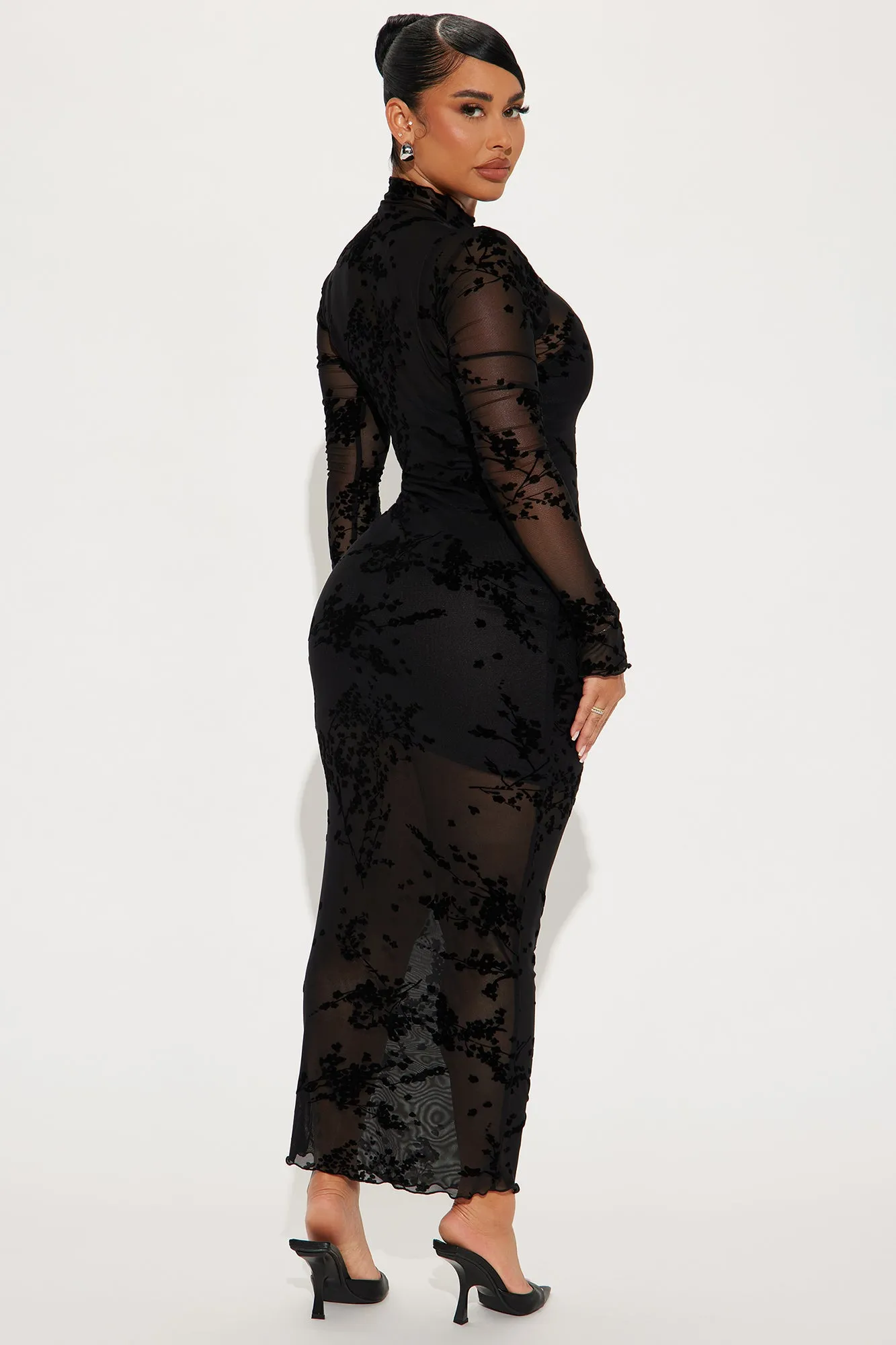 In Full Bloom Mesh Maxi Dress - Black sold by Fashion Nova product image thumbnail 3