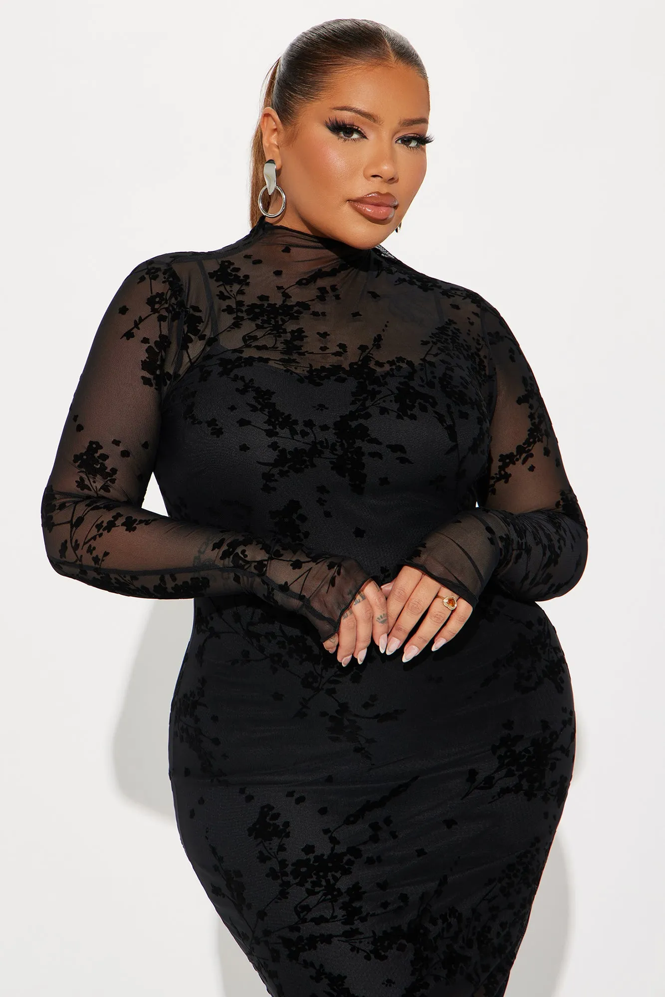 In Full Bloom Mesh Maxi Dress - Black sold by Fashion Nova product image thumbnail 5
