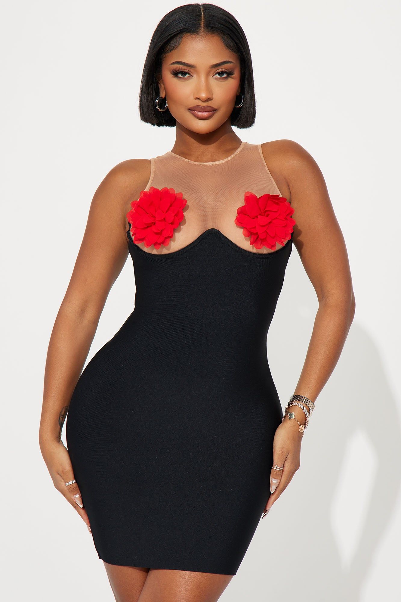Sheer Rose Bandage Mini Dress - Black sold by Fashion Nova product image thumbnail 2