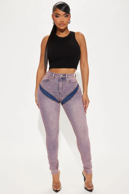 Under The Radar Stretch Skinny Jeans - Pink sold by Fashion Nova