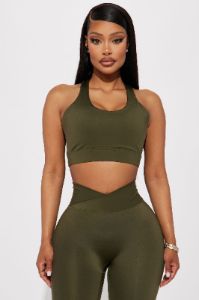 High Power Elevate Sports Bra - Olive sold by Fashion Nova