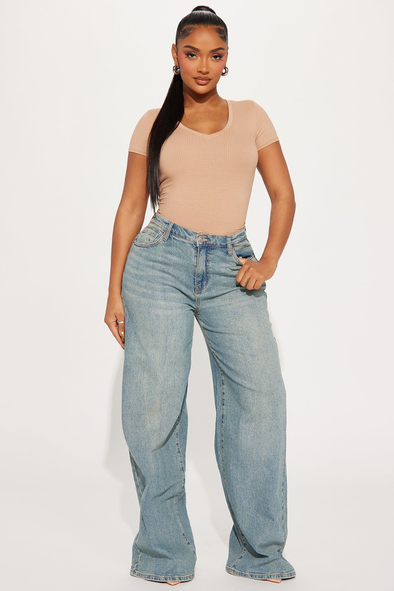 Natalie Ribbed Tee - Nude sold by Fashion Nova product image thumbnail 2