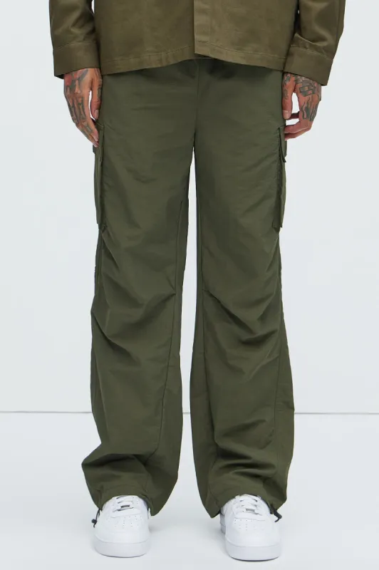 About My Perspective Nylon Pants - Olive sold by Fashion Nova