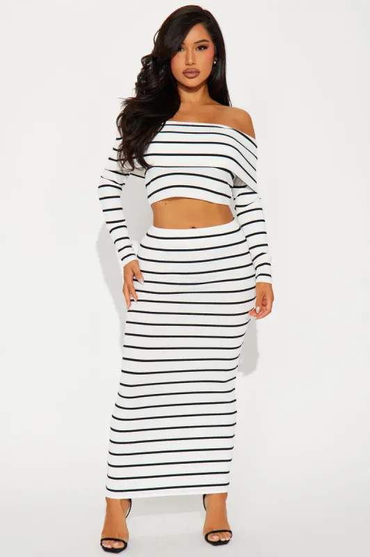 Adrian Stripe Skirt Set - Cream/combo sold by Fashion Nova