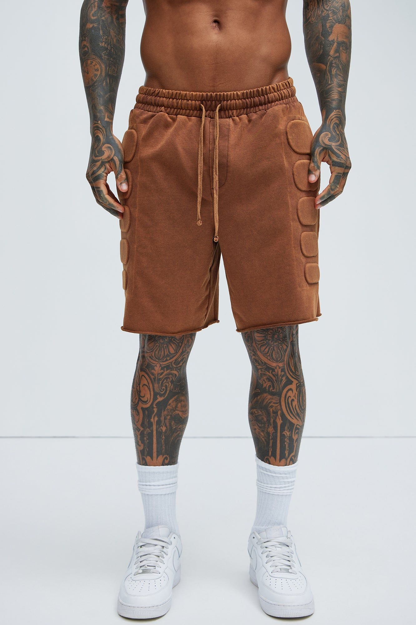 Mayzen Relaxed Shorts - Brown sold by Fashion Nova