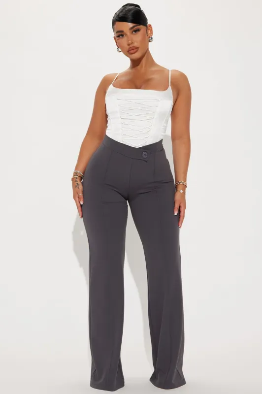 Call It Even Wide Leg Dress Pants - Charcoal made by Fashion Nova