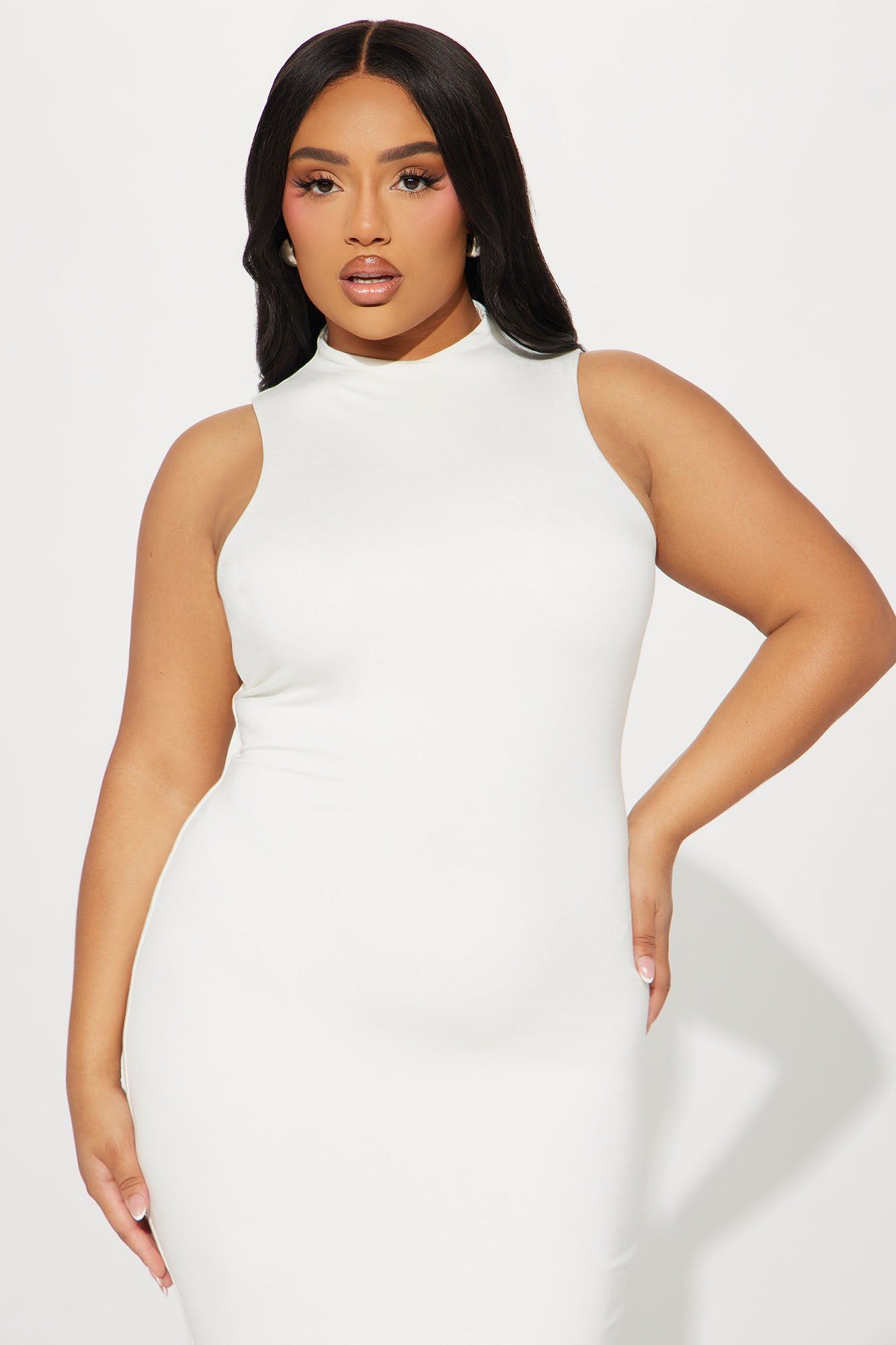 Kelly Smooth Double Lined Midi Dress - Off White sold by Fashion Nova product image thumbnail 5