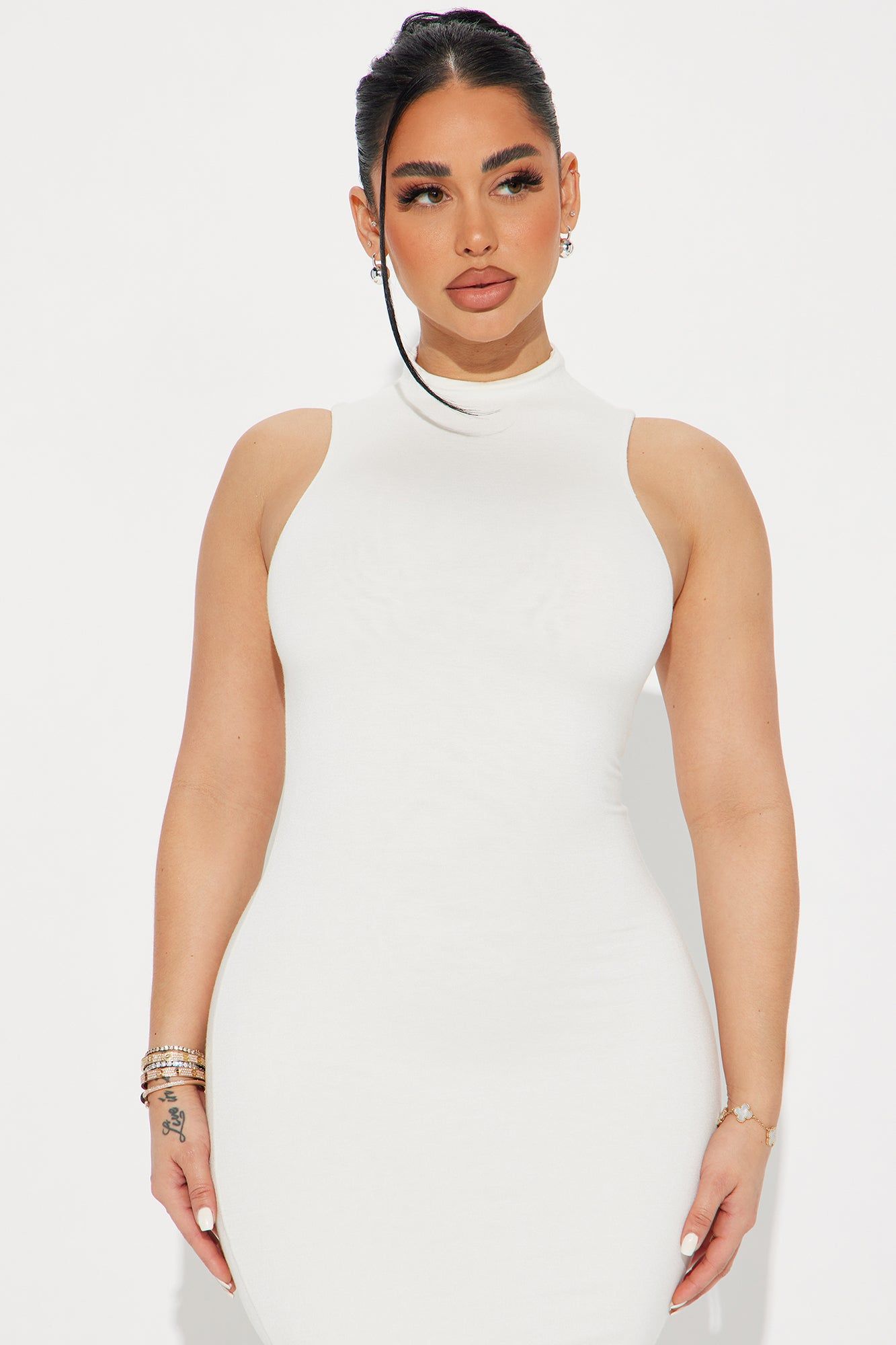 Kelly Smooth Double Lined Midi Dress - Off White sold by Fashion Nova product image thumbnail 2