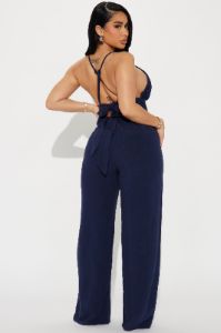 Finer Things Linen Jumpsuit - Navy sold by Fashion Nova
