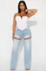 You Belong With Me Stretch Embellished Straight Leg Jeans - Light Wash sold by Fashion Nova