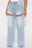 You Belong With Me Stretch Embellished Straight Leg Jeans - Light Wash sold by Fashion Nova