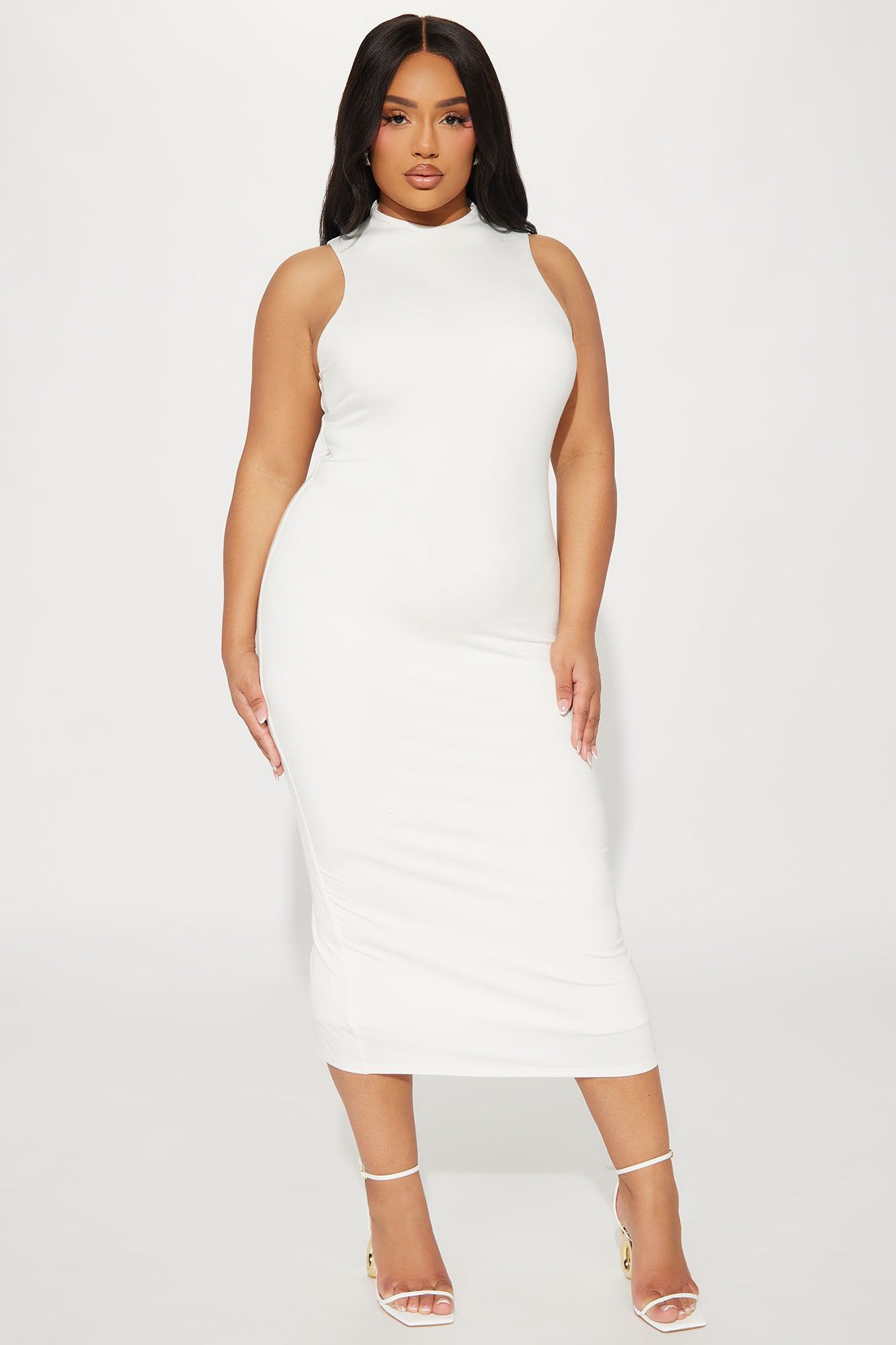 Kelly Smooth Double Lined Midi Dress - Off White sold by Fashion Nova product image thumbnail 4