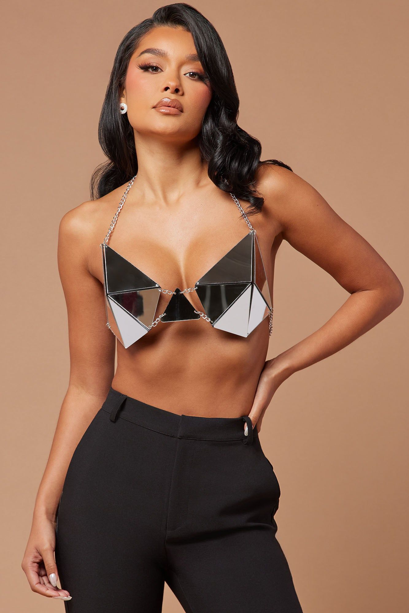 Trista Mirror Bralette - Silver sold by Fashion Nova