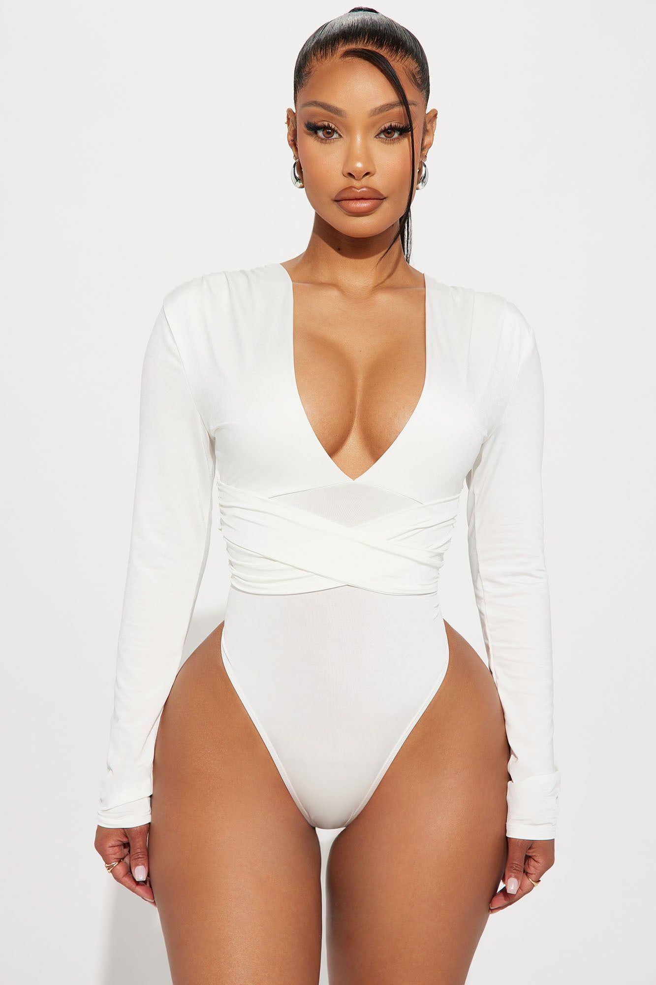 Cindy Plunge Bodysuit - Ivory sold by Fashion Nova