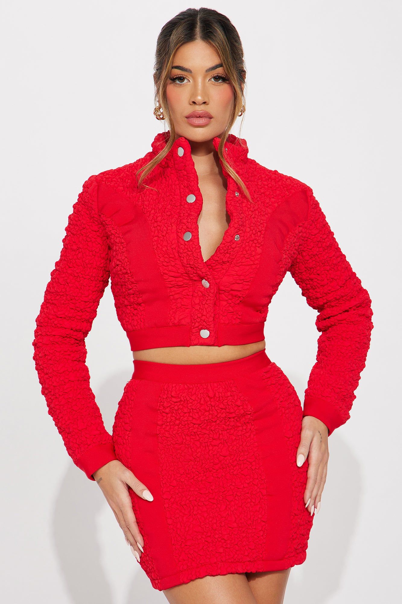 Babe Nation Textured Skirt Set - Red sold by Fashion Nova product image thumbnail 2