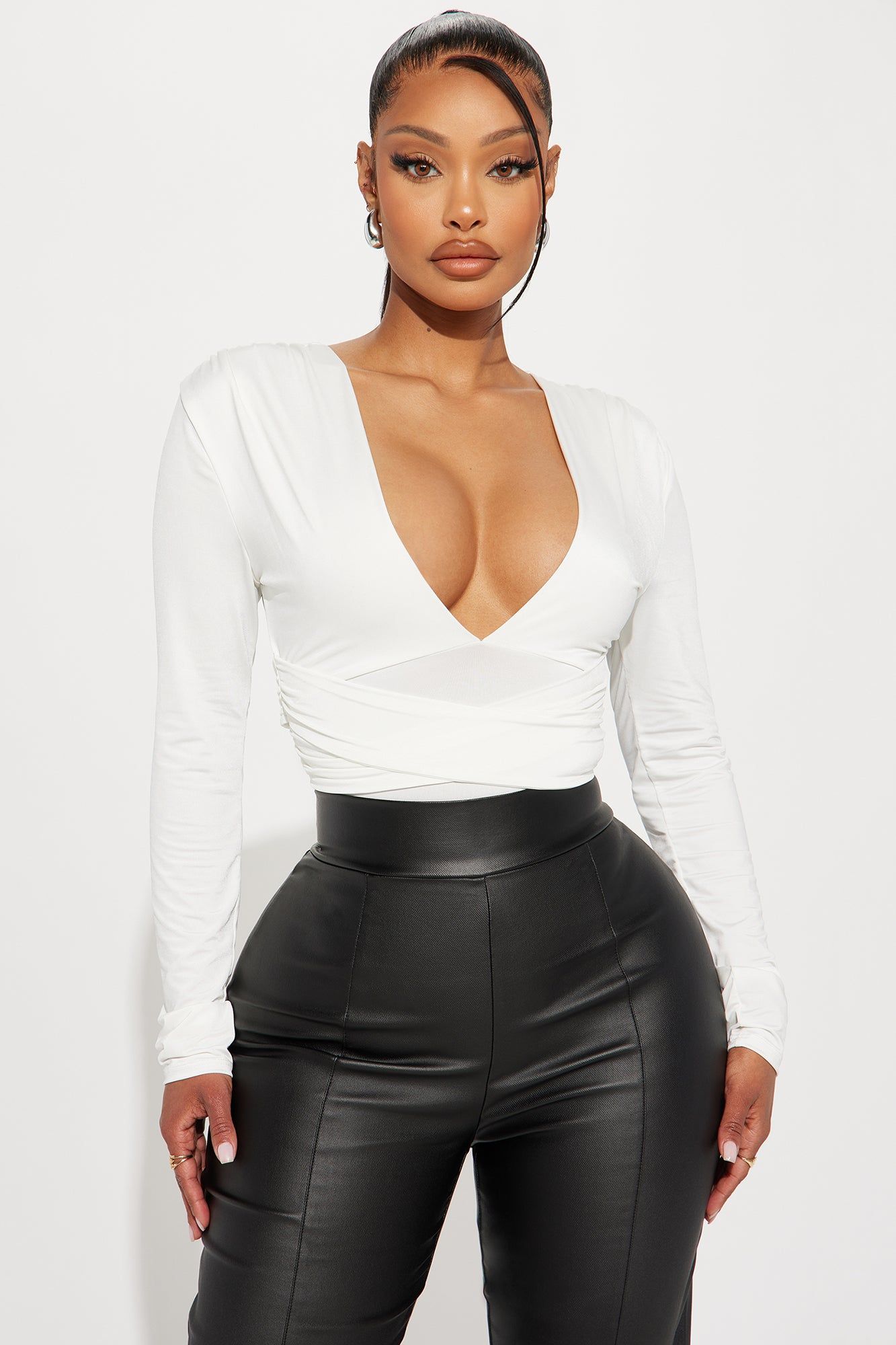 Cindy Plunge Bodysuit - Ivory sold by Fashion Nova product image thumbnail 3