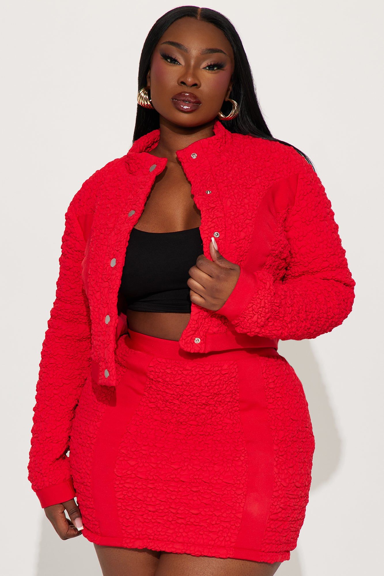 Babe Nation Textured Skirt Set - Red sold by Fashion Nova product image thumbnail 4