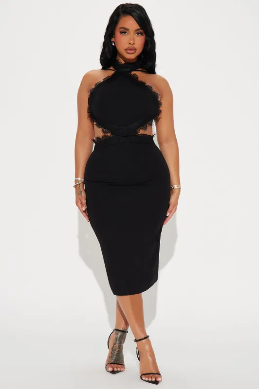 Weekend in Madrid Midi Dress - Black sold by Fashion Nova