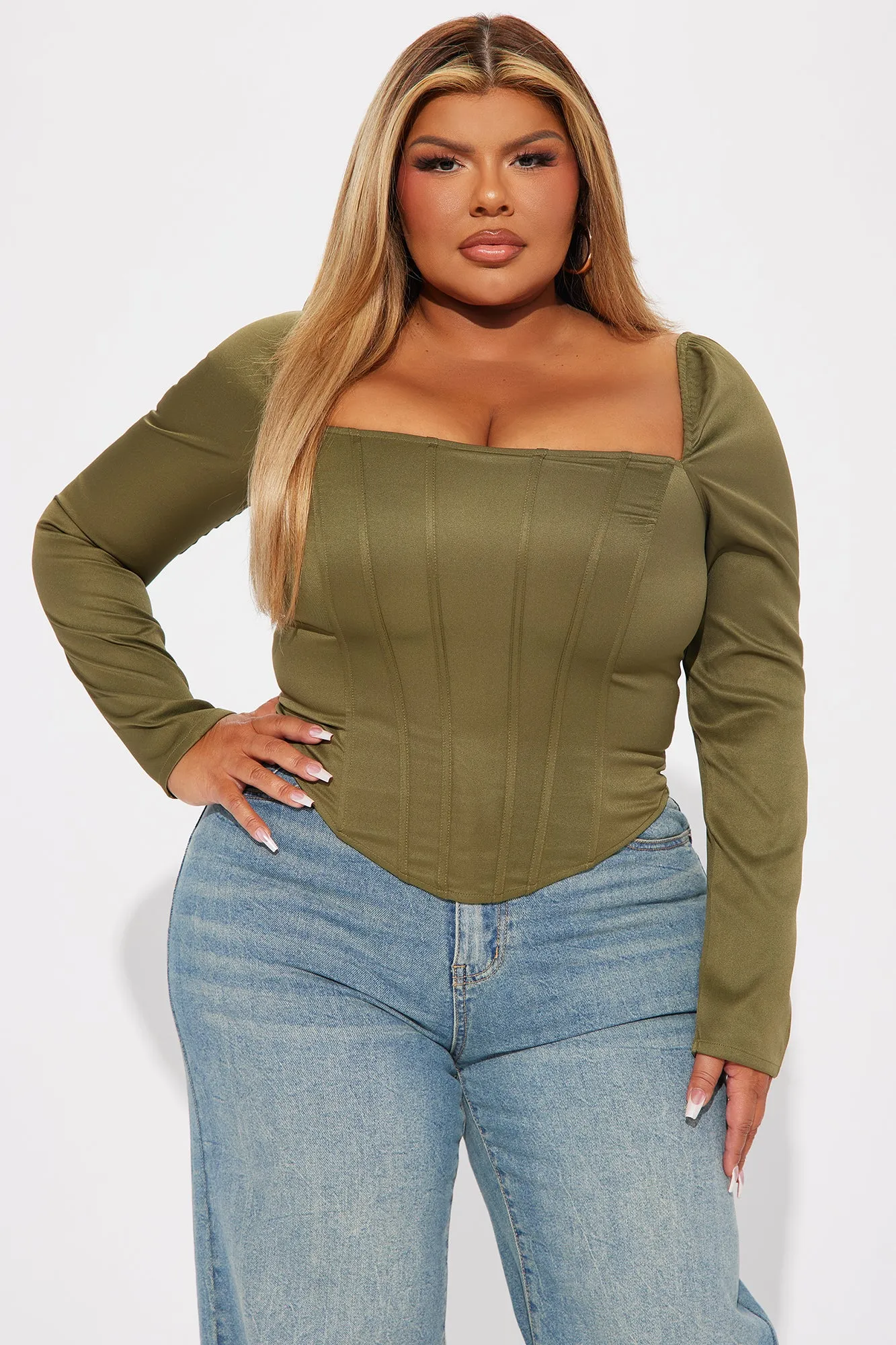 Florence Corset Top - Olive sold by Fashion Nova product image thumbnail 4