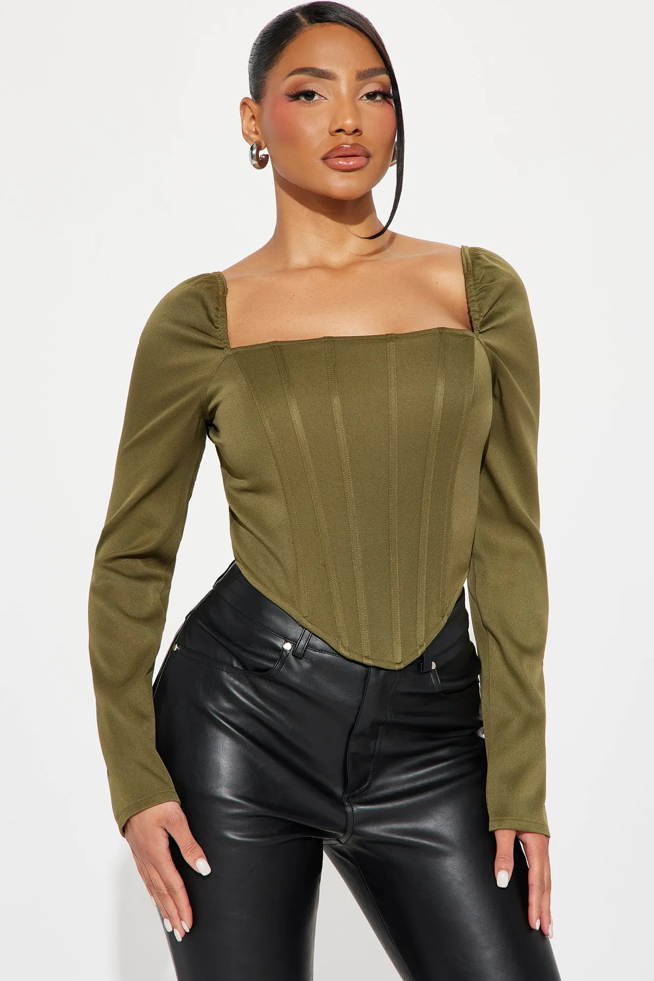 Florence Corset Top - Olive sold by Fashion Nova
