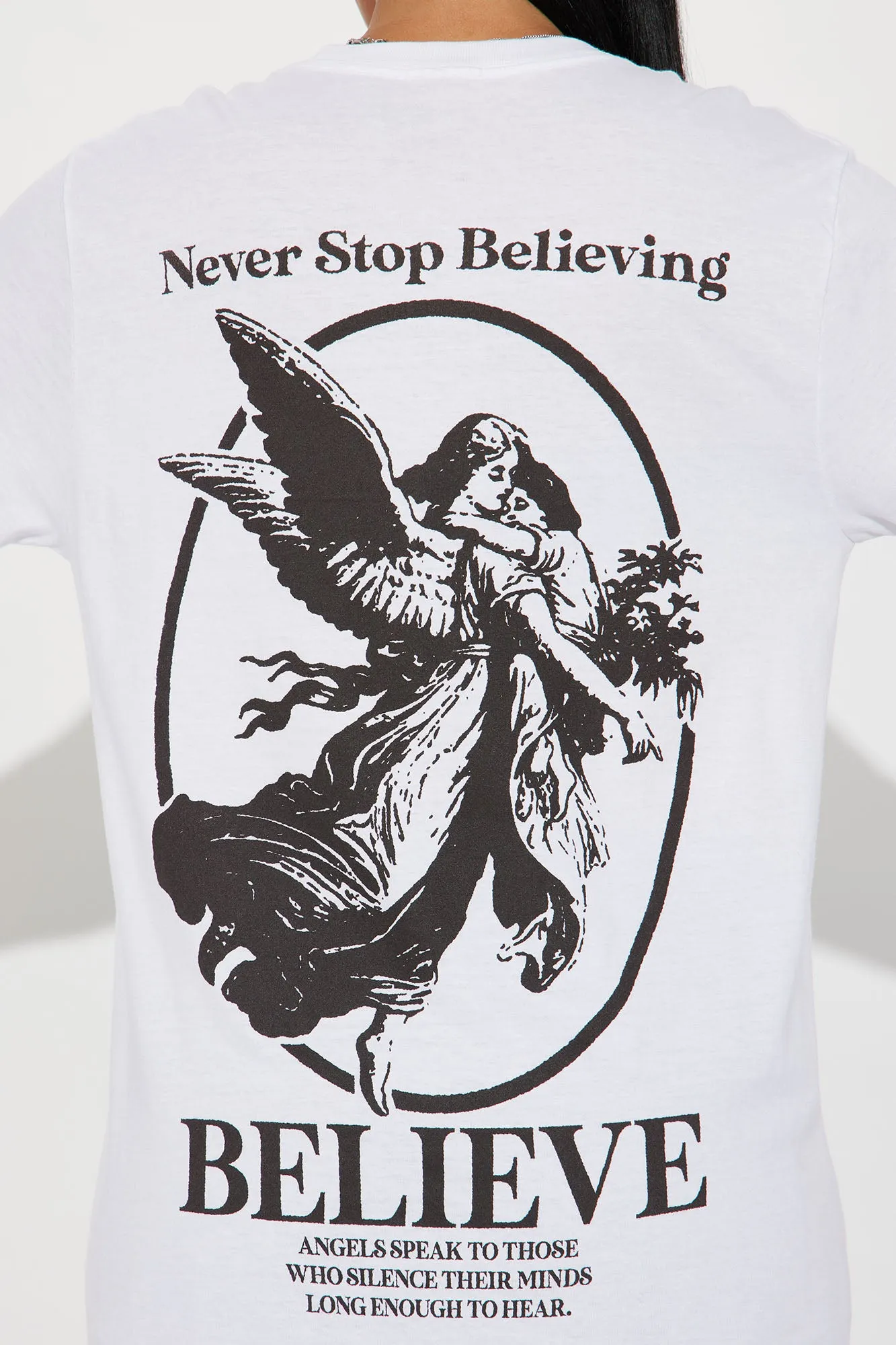 Just Believe Long Sleeve Tee - White/combo sold by Fashion Nova product image thumbnail 4