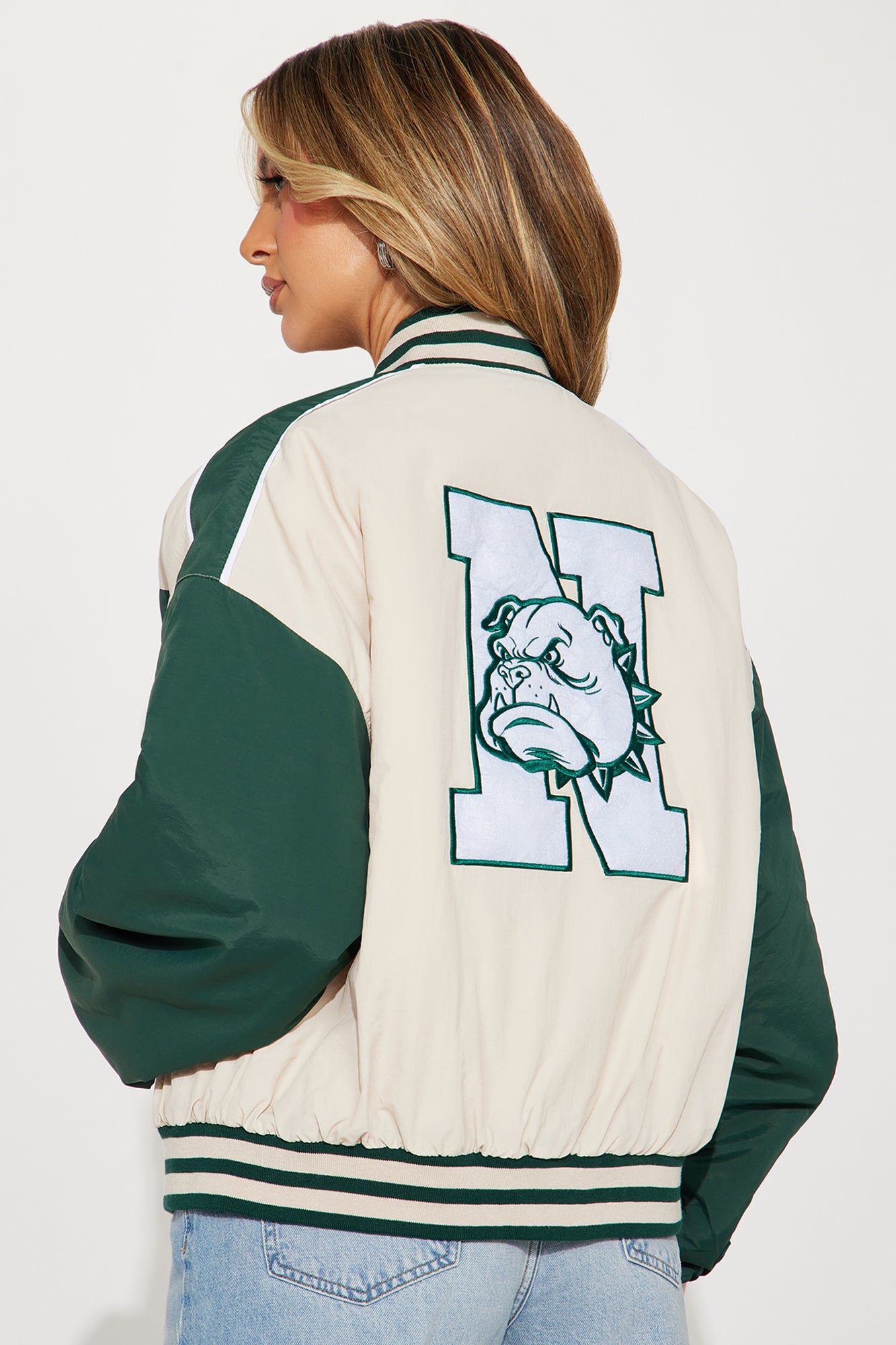 New York Streets Oversized Bomber - Sand/combo sold by Fashion Nova product image thumbnail 4