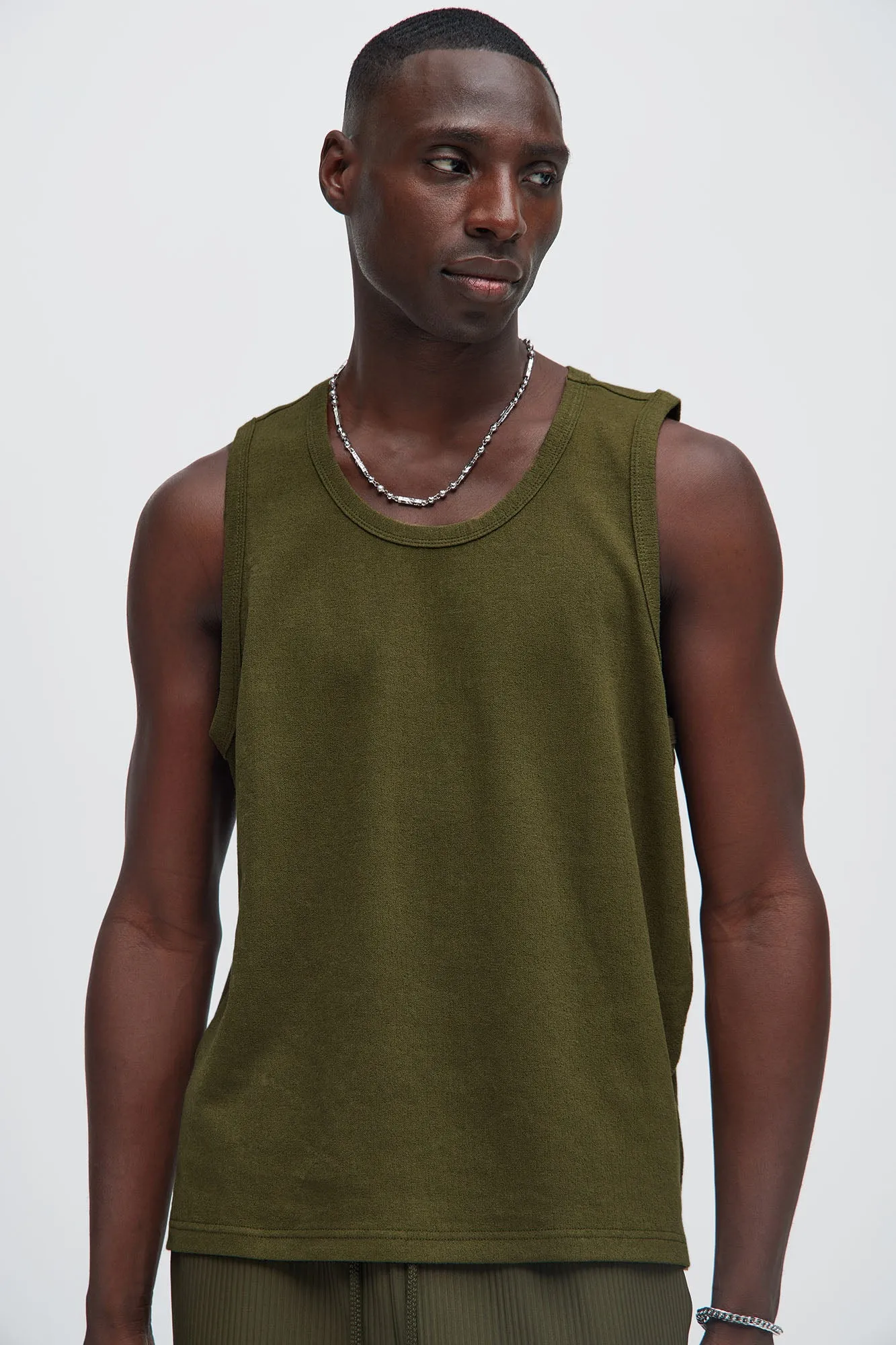 Duval Textured Relaxed Tank - Olive sold by Fashion Nova
