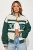 New York Streets Oversized Bomber - Sand/combo sold by Fashion Nova