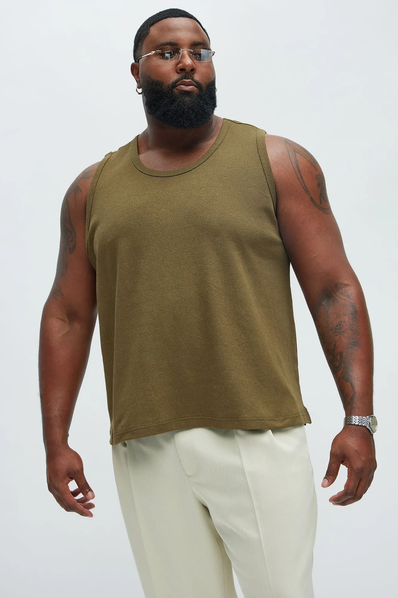 Duval Textured Relaxed Tank - Olive sold by Fashion Nova product image thumbnail 5