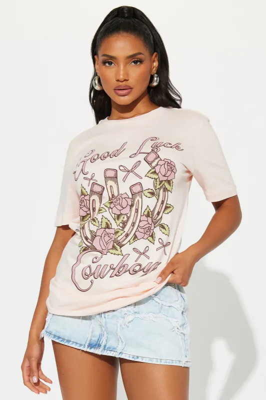 Good Luck Cowboy Tee  - Pink sold by Fashion Nova
