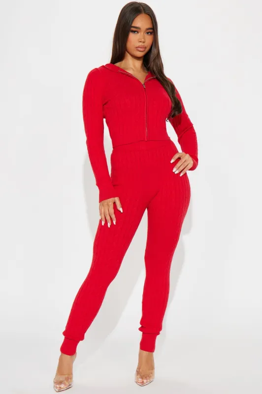Rylee Sweater Legging Set - Red sold by Fashion Nova