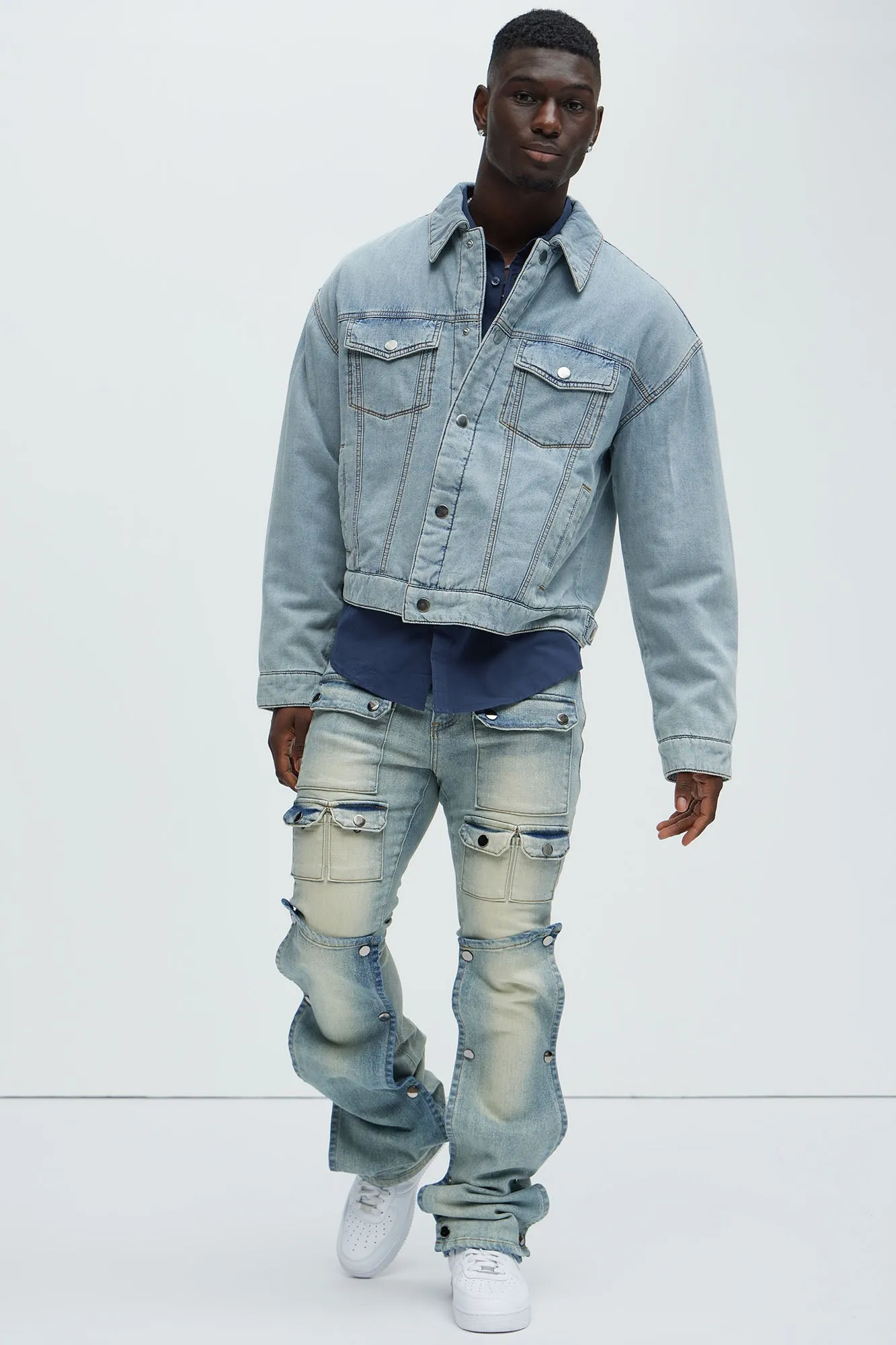 Utility Snap Pockets Flare Jeans - Light Wash sold by Fashion Nova product image thumbnail 2